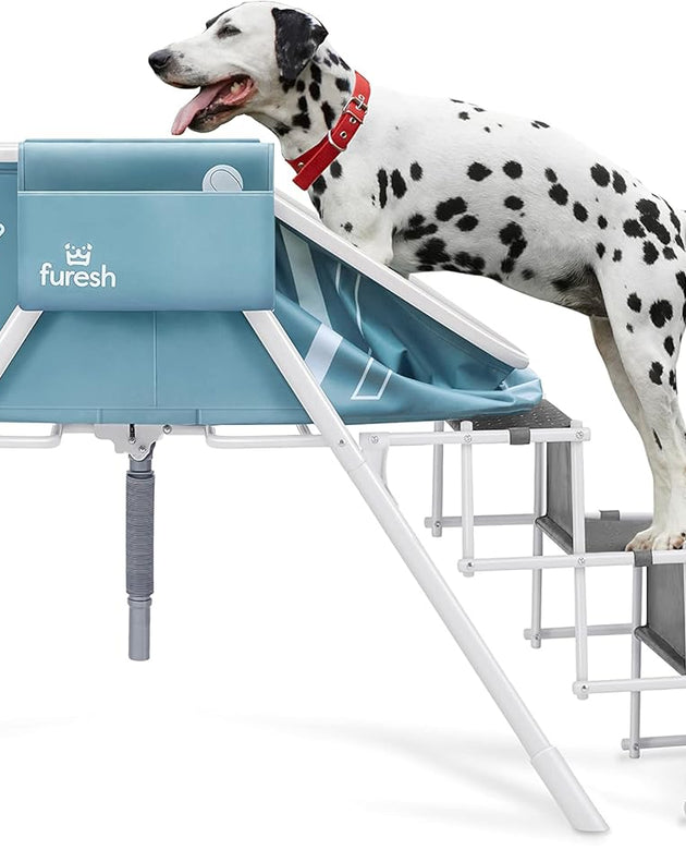 Big Dipper Dog Bath Tub with Stairs, Elevated Portable Foldable Wash Station with Steps for Bathing, Shower and Grooming, Indoor, Outdoor, for Medium to Large Size Dogs