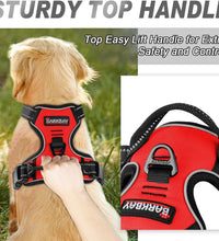No Pull Dog Harness Front Clip Heavy Duty Reflective Easy Control Handle for Large Dog Walking(Red,L)