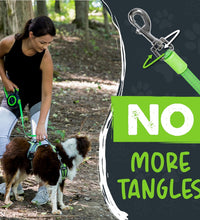 Retractable Dog Leash 2.0 | 16' Heavy Duty Reflective Nylon Tape Lead for Pets up to 0-50 Lbs. Tangle Free Design W/One Touch Quick-Lock Braking System & Anti-Slip Handle (Green/Lite)