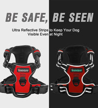 No Pull Dog Harness Front Clip Heavy Duty Reflective Easy Control Handle for Large Dog Walking(Red,L)