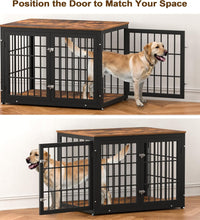42 Inch Heavy Duty Dog Crate Furniture for Large and Medium Dogs, Decorative Pet House End Table, Wooden Cage Kennel Furniture Indoor, Rustic Brown