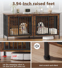78 Inch Dog Crate Furniture for 2 Dogs, Extra Large Double Dog Cage Large Breed, XXL Thick Wooden Dog Crate TV Stand, Sturdy Dog Kennel with Divider