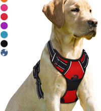No Pull Dog Harness Front Clip Heavy Duty Reflective Easy Control Handle for Large Dog Walking(Red,L)