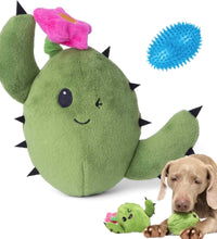 2 in 1 Interactive Plush Dog Toy - Rip and Reveal Toy for Dogs and Puppies - Stimulating Squeaky Pet Toys | Consuela Cactus (Large)
