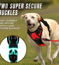 No Pull Dog Harness Front Clip Heavy Duty Reflective Easy Control Handle for Large Dog Walking(Red,L)