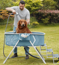 Big Dipper Dog Bath Tub with Stairs, Elevated Portable Foldable Wash Station with Steps for Bathing, Shower and Grooming, Indoor, Outdoor, for Medium to Large Size Dogs
