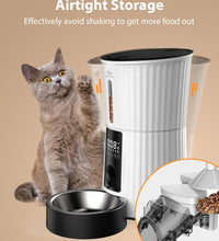 Timed Automatic Cat Feeders - 4L Programable Dry Food Dispenser for Cats and Small Medium Dogs 6 Meals with Desiccant Bag Dual Power Supply 10S Voice Recorder