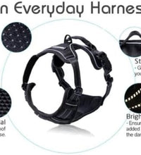 Dog Harness No Pull with 2 Leash Clips, Adjustable Soft Padded, Reflective Oxford No Choke Pet Vest with Easy Control Handle for Large Dogs, Black, L