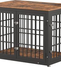 42 Inch Heavy Duty Dog Crate Furniture for Large and Medium Dogs, Decorative Pet House End Table, Wooden Cage Kennel Furniture Indoor, Rustic Brown