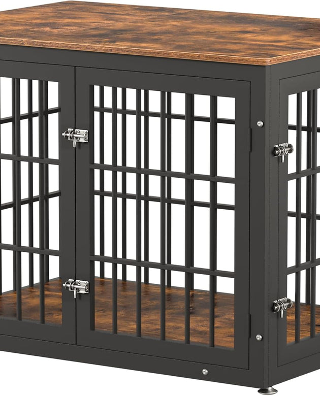 42 Inch Heavy Duty Dog Crate Furniture for Large and Medium Dogs, Decorative Pet House End Table, Wooden Cage Kennel Furniture Indoor, Rustic Brown