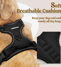 Dog Harness No Pull with 2 Leash Clips, Adjustable Soft Padded, Reflective Oxford No Choke Pet Vest with Easy Control Handle for Large Dogs, Black, L