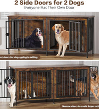 78 Inch Dog Crate Furniture for 2 Dogs, Extra Large Double Dog Cage Large Breed, XXL Thick Wooden Dog Crate TV Stand, Sturdy Dog Kennel with Divider