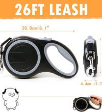 26Ft Retractable Dog Leash, Heavy Duty Great Leash for Dog up to 110 Lbs, Anti-Slip Rubberized Handle, One-Handed Brake, Strong Nylon Tape, Tangle Free——