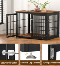 42 Inch Heavy Duty Dog Crate Furniture for Large and Medium Dogs, Decorative Pet House End Table, Wooden Cage Kennel Furniture Indoor, Rustic Brown