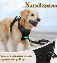 Dog Harness No Pull with 2 Leash Clips, Adjustable Soft Padded, Reflective Oxford No Choke Pet Vest with Easy Control Handle for Large Dogs, Black, L