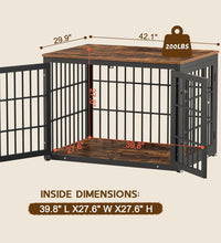 42 Inch Heavy Duty Dog Crate Furniture for Large and Medium Dogs, Decorative Pet House End Table, Wooden Cage Kennel Furniture Indoor, Rustic Brown