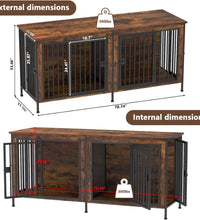 78 Inch Dog Crate Furniture for 2 Dogs, Extra Large Double Dog Cage Large Breed, XXL Thick Wooden Dog Crate TV Stand, Sturdy Dog Kennel with Divider