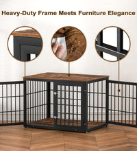 42 Inch Heavy Duty Dog Crate Furniture for Large and Medium Dogs, Decorative Pet House End Table, Wooden Cage Kennel Furniture Indoor, Rustic Brown