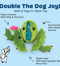 2 in 1 Interactive Plush Dog Toy - Rip and Reveal Toy for Dogs and Puppies - Stimulating Squeaky Pet Toys | Consuela Cactus (Large)